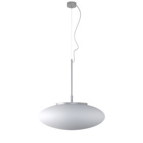 OPRA Opalglas-Pendellampe oval Glas-Pendelleuchte Halterung Grau (Alu-Wei).