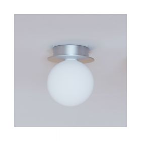 MIORI Kleine Deckenleuchte mit Kugelglas  10 cm Kleine Deckenleuchte, Haltung Lackierung Silber.