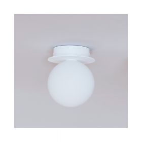 MIORI Kleine Deckenleuchte mit Kugelglas  10 cm Kleine Deckenleuchte, Haltung Lackierung Wei-Aluminium.