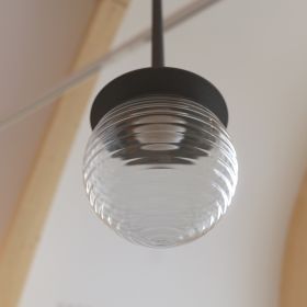 CLAR Kleine LED Pendelleuchte Schnes, gewelltens Lampenglas, Lichtquelle LED Modul.