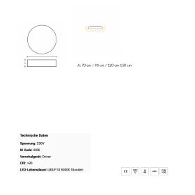 MAX LED ceiling light made of acrylic glass Abmessung der Deckenleuchte.