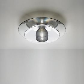 TRE VOLTE Hochwertige Glas-Deckenleuchte Gedeckte Farb-Variante Rauch/Weiß/Rauch.