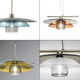 TRE VOLTE Hochwertige Doppel-Pendelleuchte Farbige Lampenglser.