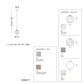 BALOU Small glass pendant light Kleine Glas-Pendelleuchte.