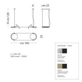 GIOTTO Moderne LED Hngeleuchte 2-flammige Hngelampe, 100 cm.