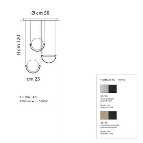 GIOTTO Modern 3-light LED pendant light Italienische Design-Hngeleuchte Abmessung.