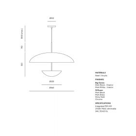 ELLA Large design pendant light Abmessungen der groen Pendelleuchte.