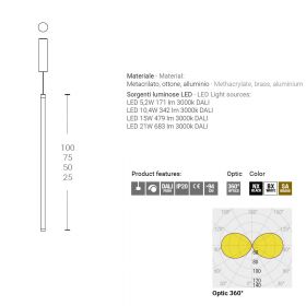 COSIMA Italienische Design Linienleuchte vertikal