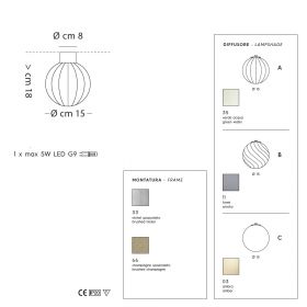 BALOU Small glass ceiling light Kleine Glas-Deckenlampe.