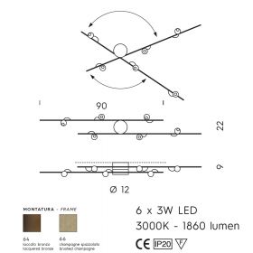 MAGNETIC Moderne LED Deckenleuchte Besondere Deckenlampe mit 6 beweglichen Spots.