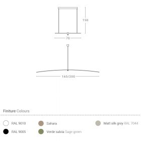 PETIT Lange Design Hngeleuchte Abmessungen der langen Deckenlampe.