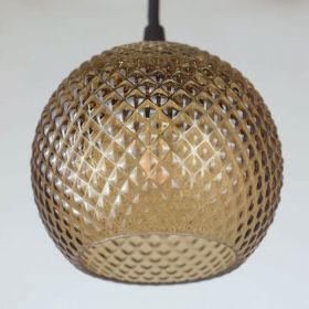 MINI KNAP BALL pendant light with pressed glass Lampenglas mit feinem Rauten-Muster.