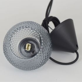 MINI KNAP BALL pendant light with pressed glass Kleine Pendellampe, Lampenglas Rauch-Grau.