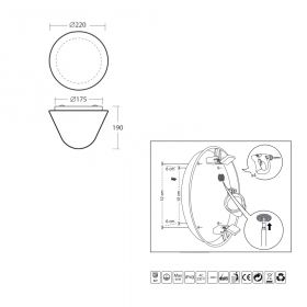 RAIN Glas-Deckenlampe fr Innen u. Auen Halterung der Glas-Lampe.
