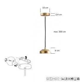 BAILY brass pendant light - glass shade Aufhngung Messing Hngeleuchte, Textilkabel.