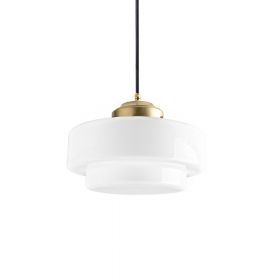 BAILY brass pendant light - opal glass shade