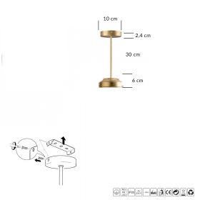 BAILY brass pendant light - opal glass shade Halterung Messing 30 cm Lnge.