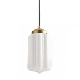 ELSA brass pendant light - opal glass shade