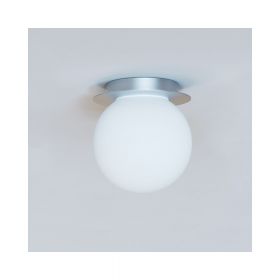 MIORI Kleine Deckenleuchte mit Kugelglas  16 cm Kugel-Deckenleuchte, Haltung Lackierung Silber.