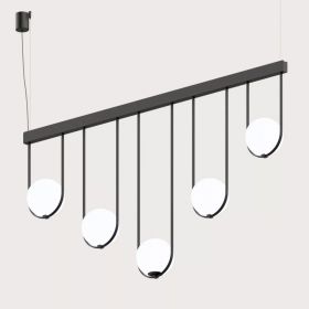 ORIZZONTE modular lighting system Variante mit fnf Opalglas-Kugeln (ohne Vasen).
