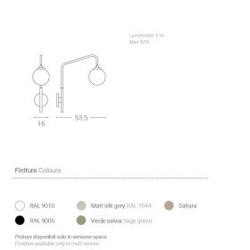 SAN BABILA wall lamp bracket Abmessungen Ausleger-Wandleuchte von 50 cm.