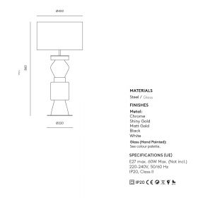 KITTA PONN Modern table lamp Abmessungen der Tischleuchte.
