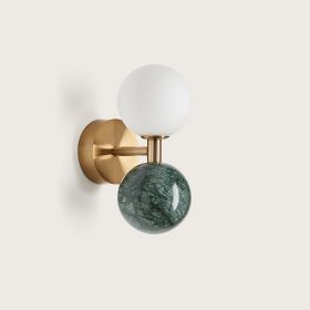 DALT Design Wandleuchte Ausfhrung der Wandleuchte in Gold mit grnem Mamor.