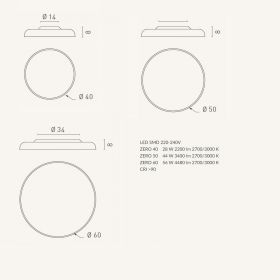 Flat design ceiling light dimmable 40cm, color grey, light color warm white Abemssungen der Design Deckenleuchte.