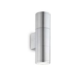 NUMEN Zylindrische Auen-Wandleuchte 2-flammig Wandlampe in Aluminium gebrstet fr den Hauseingang.