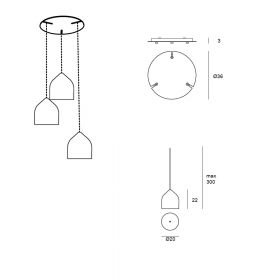 DIELO 3er Pendellampen Ensemble 3er Hngeleuchte mit farbigen Schirmen.
