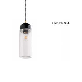 MASCHA pendant lamp with porcelain holder Pendellampe, Halterung schwarz, Glas Nr. 24