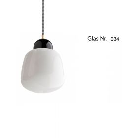 MASCHA pendant lamp with porcelain holder Pendellampe, Halterung schwarz, Glas Nr. 34