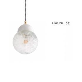 MASCHA pendant lamp with porcelain holder Pendellampe, Halterung wei, Glas Nr. 31