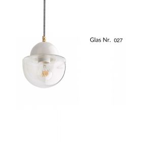 MASCHA pendant lamp with porcelain holder Pendellampe, Halterung wei, Glas Nr. 27