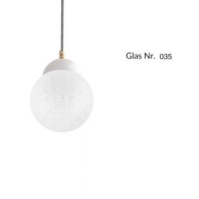 MASCHA pendant lamp with porcelain holder Pendellampe, Halterung wei, Glas Nr. 35