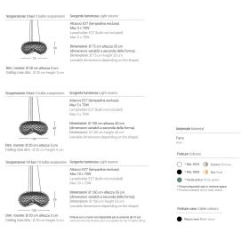 NET Italienische Design Hngeleuchte 75 cm Abmessungen der Hngeleuchte.