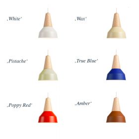 EIKON BASIC pendant light made of wood and metal Alle Farben der Pendelleuchte.