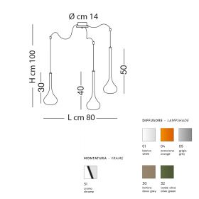 GRANDA 3-flammige Design Hngeleuchte 3-flammige Hngeleuchte mit farbigen Metall-Schirmen.