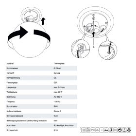 HERTA Auenlampe mit kugelfrmigen Schirm Auenleuchte mit Kugelschirm: IP65, Schirm Polyethylen.