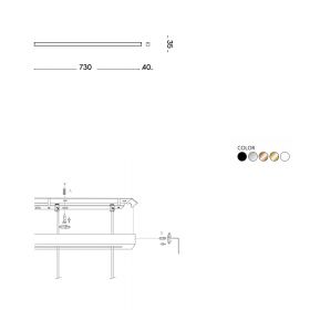Elongated ceiling canopy with 4 outlets Zur Montage von vier Lampenpendel, 120 cm.