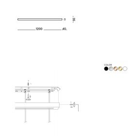 Lnglicher Deckenbaldachin mit 6 Auslssen Deckenteil zur Montage von 6 Pendel, 120 cm.