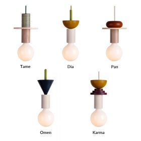 JUNIT Colored wooden pendant lamp in Memphis style