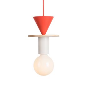 JUNIT Colored wooden pendant lamp in Memphis style