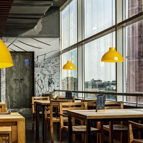 PARABOLICA Metall-Schirm Pendellampe Restaurant Tischbeleuchtung Pendellampe gelb..