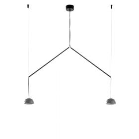 ABSIDIOLA MOBILE double pendant lamp with ceramic shade Doppel-Hngeleuchte mit grauen Keramikschirmen.