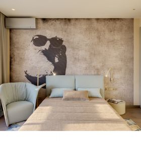 FLEXILED wall light with flexible wall arm leather Flexibles Leselicht am Bett.
