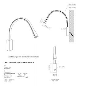 FLEXILED wall light with flexible wall arm leather Gre und Ausfhrungen der Wandleuchte.