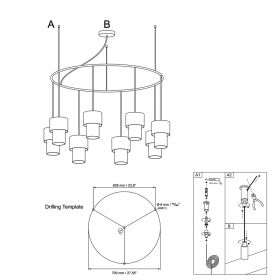 CAIN CHANDELIER Moderne Kronleuchter Montage ber drei Stahlseile.
