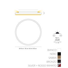 HENNESSY Flat ceiling light with up-light Design-Deckenleuchte mit Up-light.
