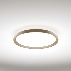 HENNESSY Flat ceiling light with up-light Sandfarbene Deckenlampe mit hellem Licht.